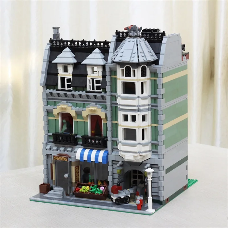 2352 Stuks Groene Kruiden Model Bouwstenen Moc 10185 Bricks Speelgoed Voor Kinderen Kerstcadeaus Stad Street View Architectuur