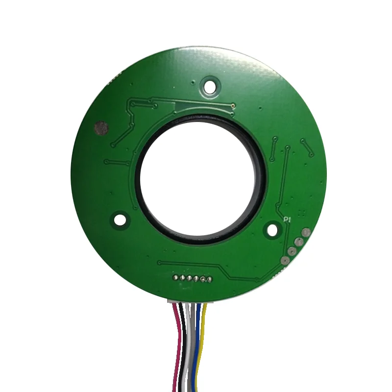 Hollow magnetic ring encoder large aperture single coil absolute 14 bit RS485 communication interface