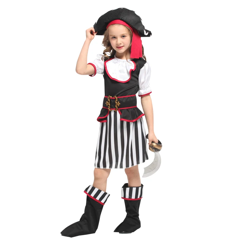 Girl's striped performance suit Children's pirate camouflage role-playing costume Short skirt Trousers for kids