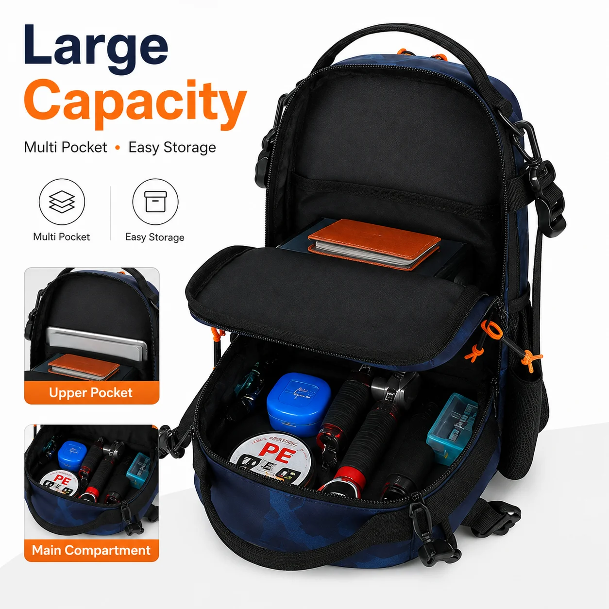 Large Capacity Fishing Rod Bag For Men Convertible Shoulder Backpack Travel Tackle Storage Chest Pack For Outdoor Angling Gear