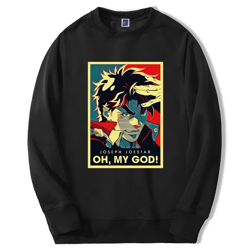 

JOJO's Bizarre Adventure Hoodie Sweatshirts Japan Anime 2024 JOJO Printed Men's Pullover Hip Hop Casual Round Neck Hoody Moletom