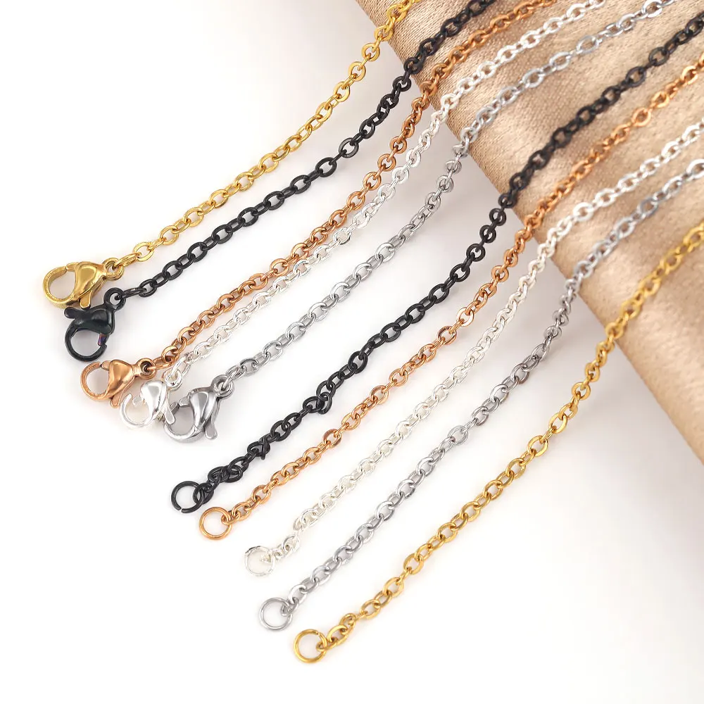 10pcs Stainless Steel Necklace Cuban Chains Hypoallergenic Rolo Link for DIY Jewelry Making