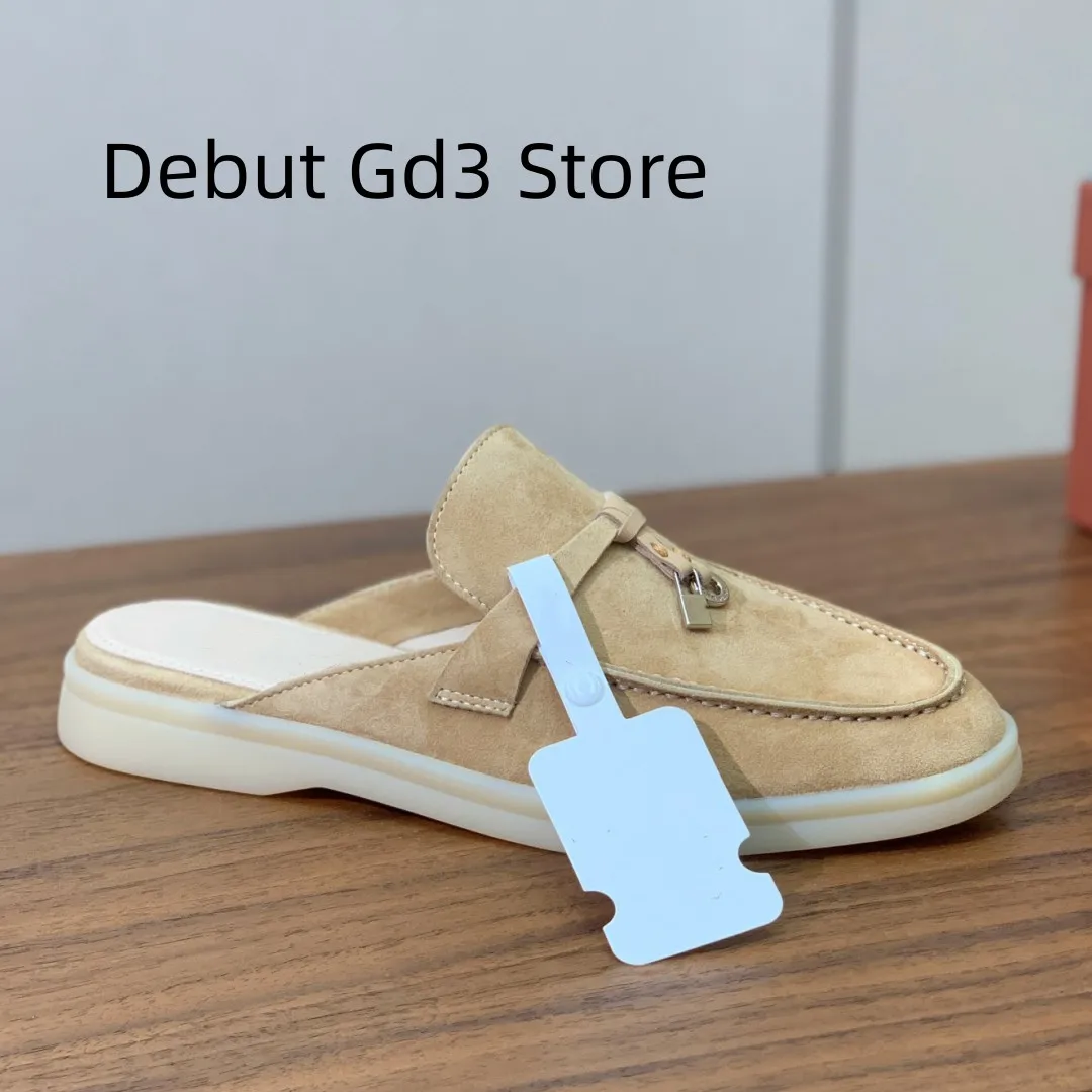 Top Quality 2024 New Lefu Shoes Italian Quality Flat Shoes Classic Versatile Baotou Slippers Retro Casual Flat Half Slippers
