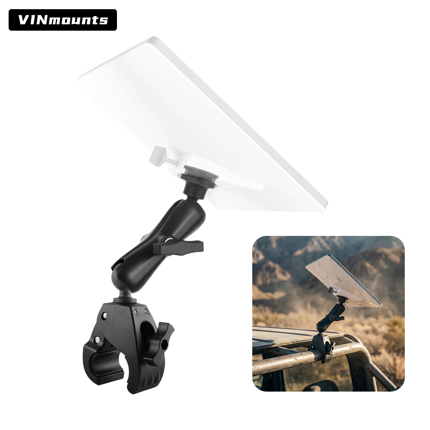 

VINmounts 2026 Starlink Boat Mount, Marine Aluminum Clamp Rail Bracket, 360° Adjustable No-Drill Mount for 26-50mm Tube Holder