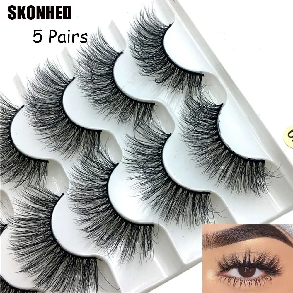 5 Pairs Eye Makeup Tools Fluffy Multilayers  Natural Long Eye Lash Extension 6D Faux Mink Hair False Eyelashes Crisscross