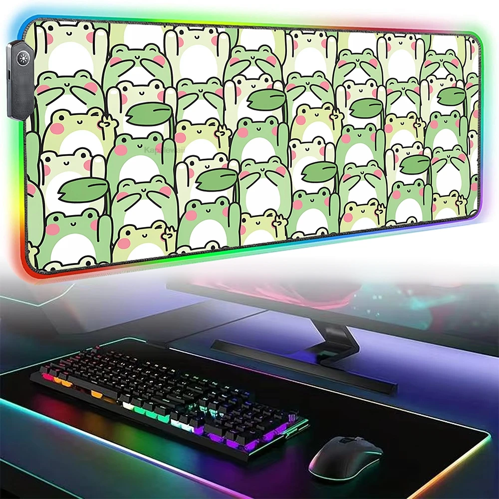 

Alfombrilla RGB Mouse Pad Kawaii Cat Cute Desk Mat LED Light Gaming Mousepad Gamer Carpet Computer Desks Accessories Mouse Mats