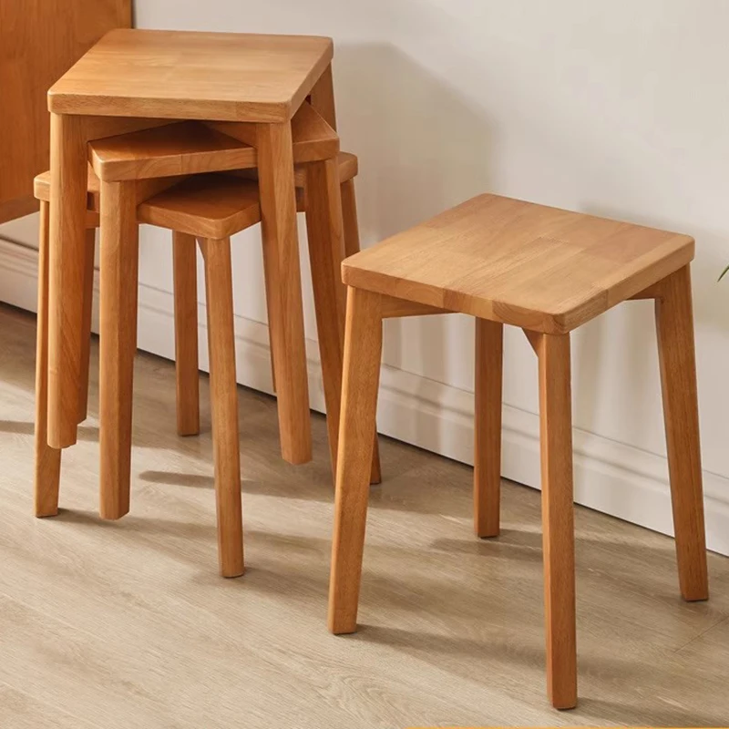 

Aesthetic Wooden Dining Stool Living Room Simple Comfortable Dining Stool Decorative Tabouret Pliant Restaurant Furniture