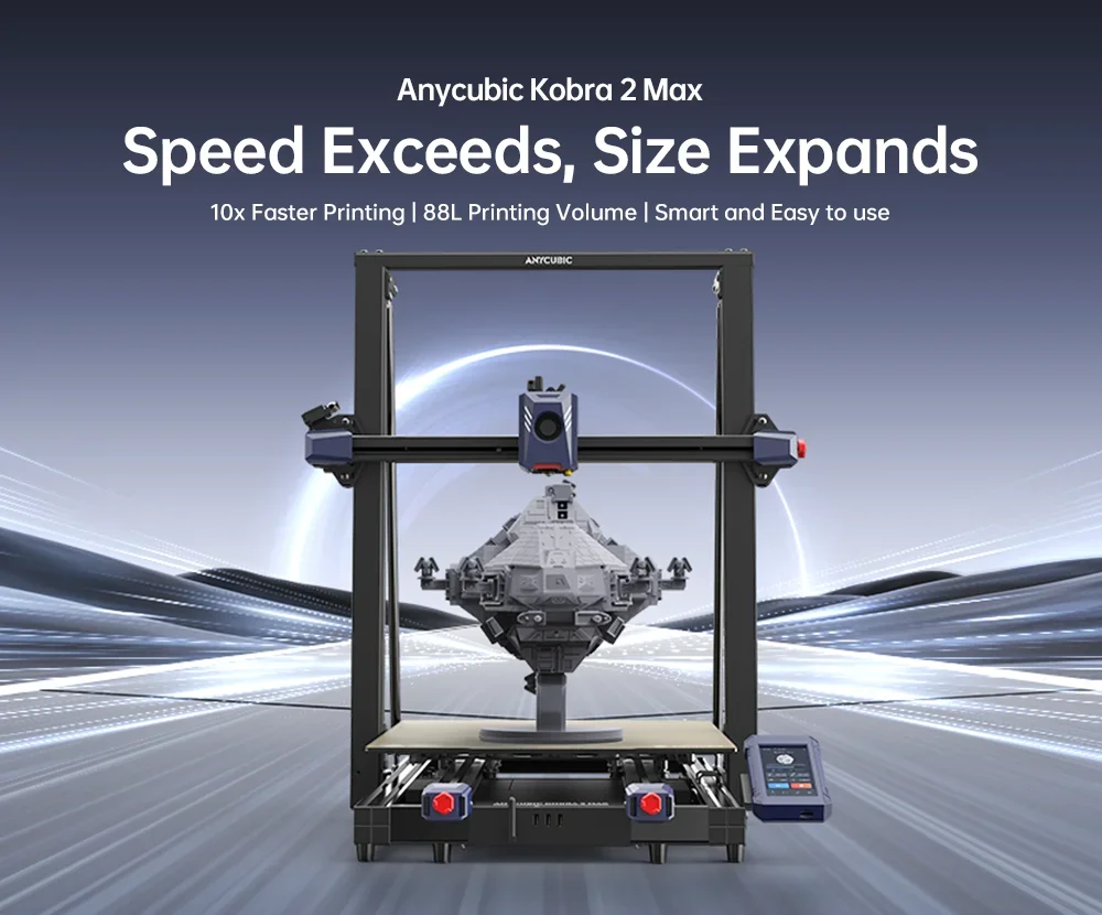 Anycúbico kobra 2 max grande formato fdm impressora 3d tamanho de construção 500*420*420mm com 500 mm/s velocidade máxima de impressão nivelamento automático