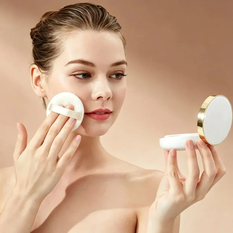 3Pcs High-Density Short-Pile Cotton Powder Puff Set for Foundation Face Powder Body Dusting Soft Absorbent Reusable Makeup