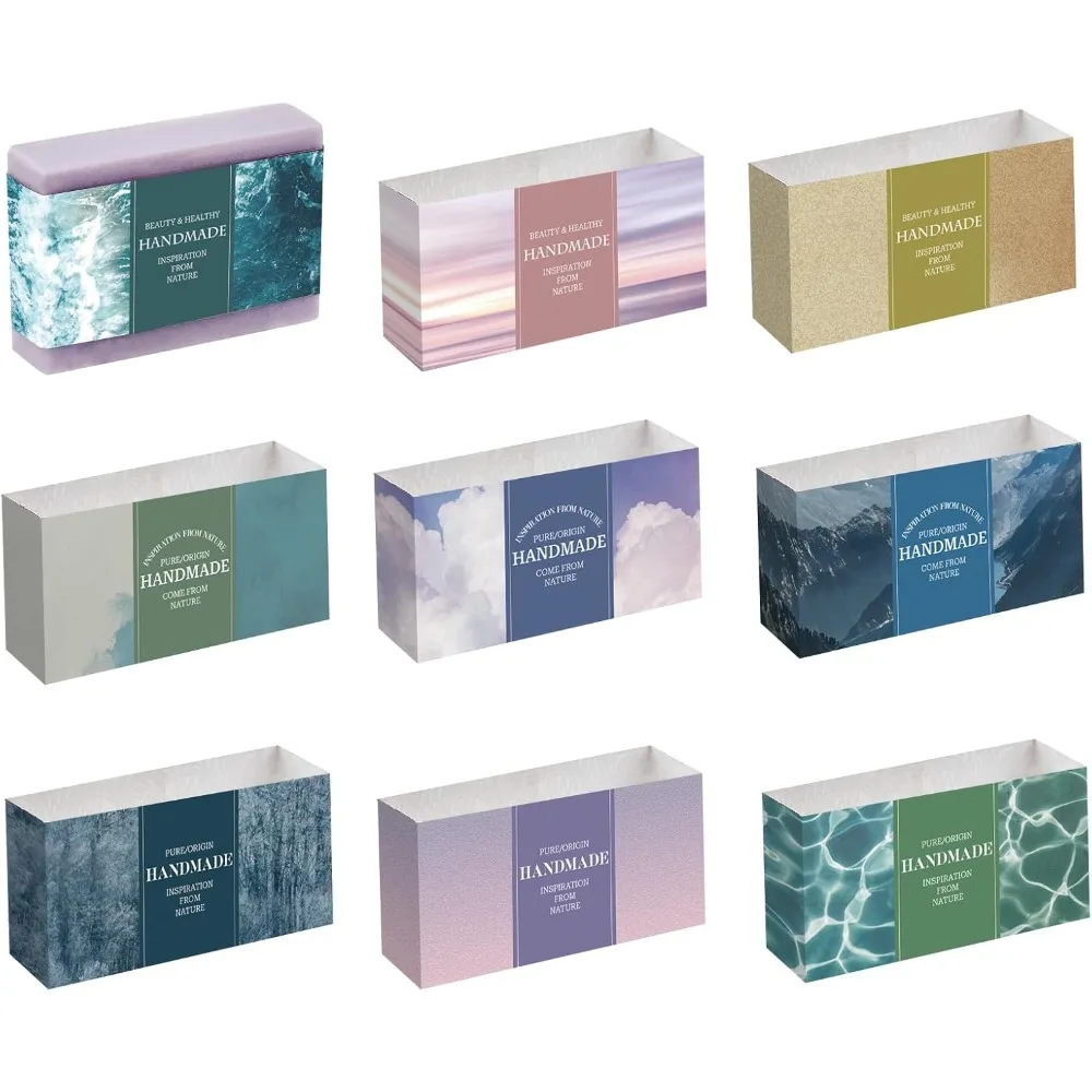 

90pcs Soap Wrappers 9 Styles Packaging Paper Natural Scenery Wrap Paper Tape Vertical Paper Tag making kit