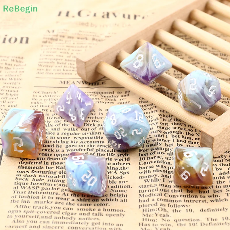 Polyhedral 7-Dice Two-Tone Swirl-DND Dice Set for RPG/MTG D4 D6 D8 D10 D% D12 D20 Dice Games 7pcs/set Family Party Board Games