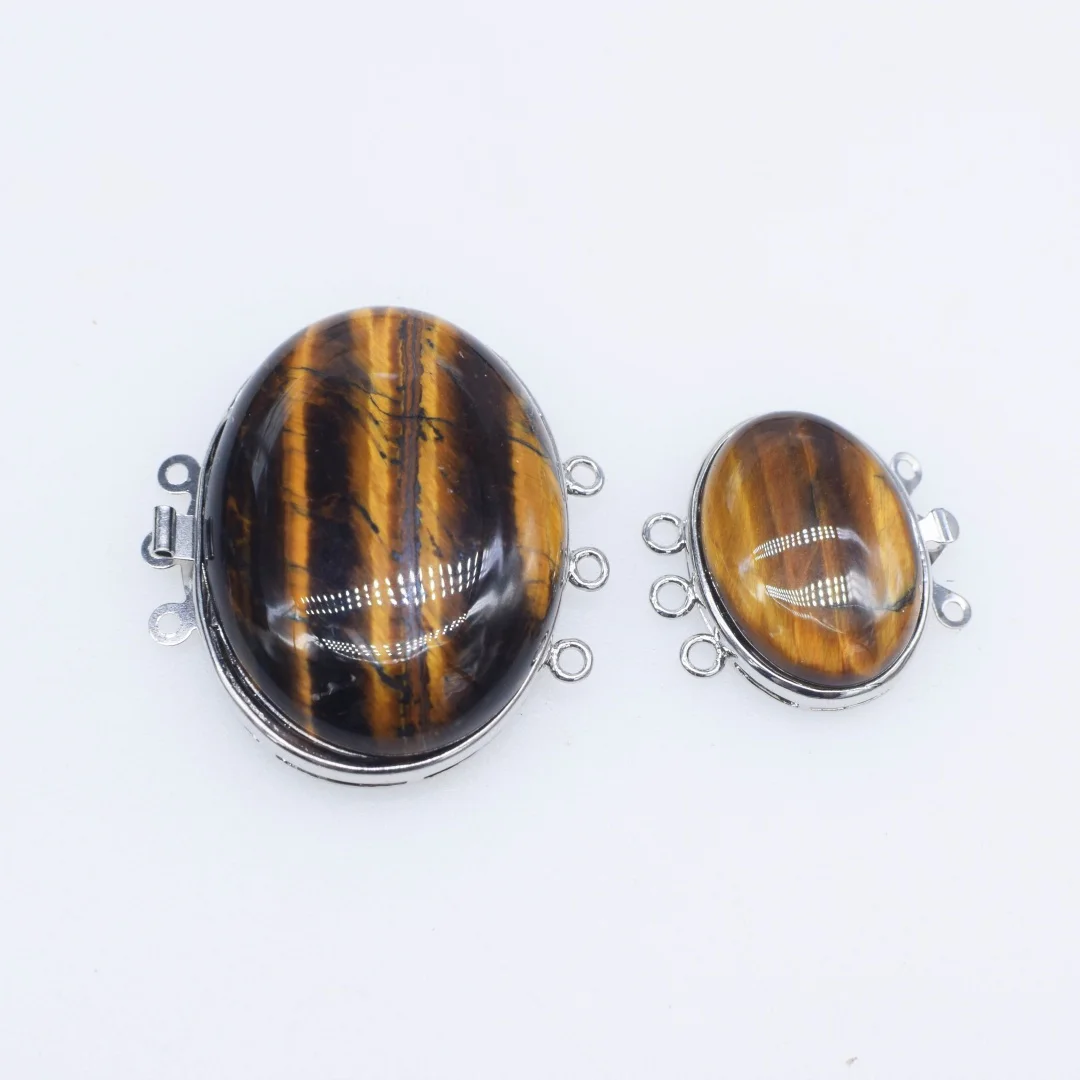 2Pieces Multi-Row Tiger Eye Stone Clasp Hooks Vintage DIY Jewelry Connector Multi-Functional Necklace Accessories