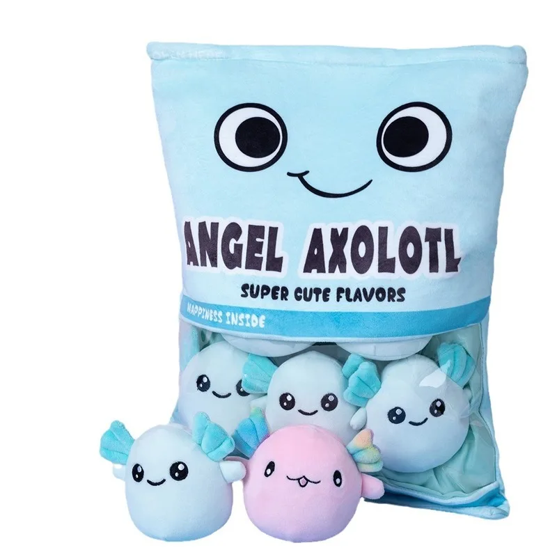

Angel Axolotl Plush Snack Bag Pillow Cute Soft Stuffed Dolls Cartoon Plush Toy Sofa Bedroom Decoration For Young Women