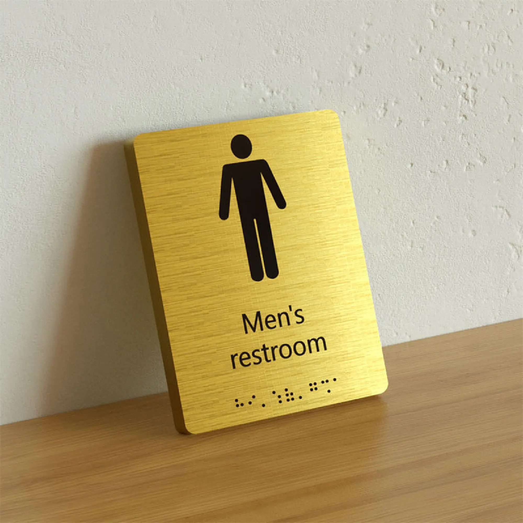 Office Indoor Sign Restroom Directional Signage Brushed Stainless Steel Way Finding Braille Sign