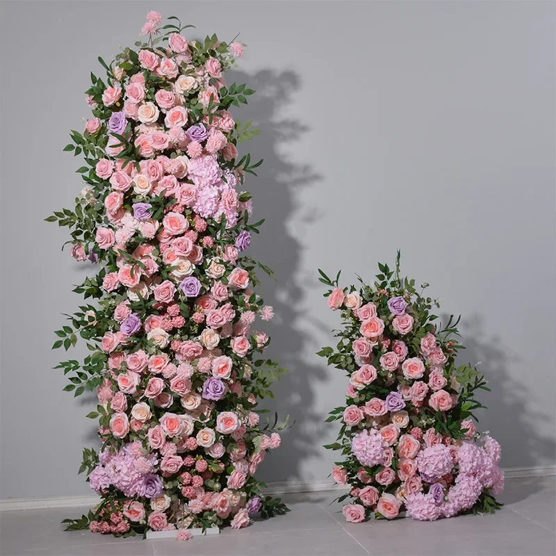 New 200 * 50cm green plant pink flower row wedding proposal ceremony arrangement background flower row simulation flower