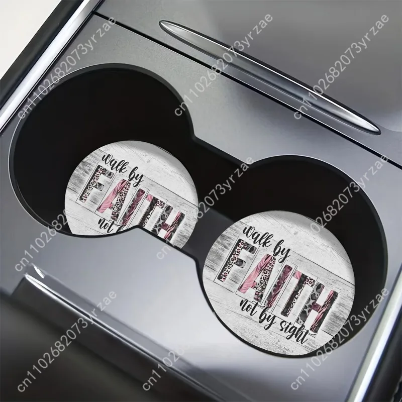 

Walk By Faith Car Coasters 2pcs Absorbent Anti Slip Car Coasters Scalding Waterproof Easy Clean Car Interior Accessories