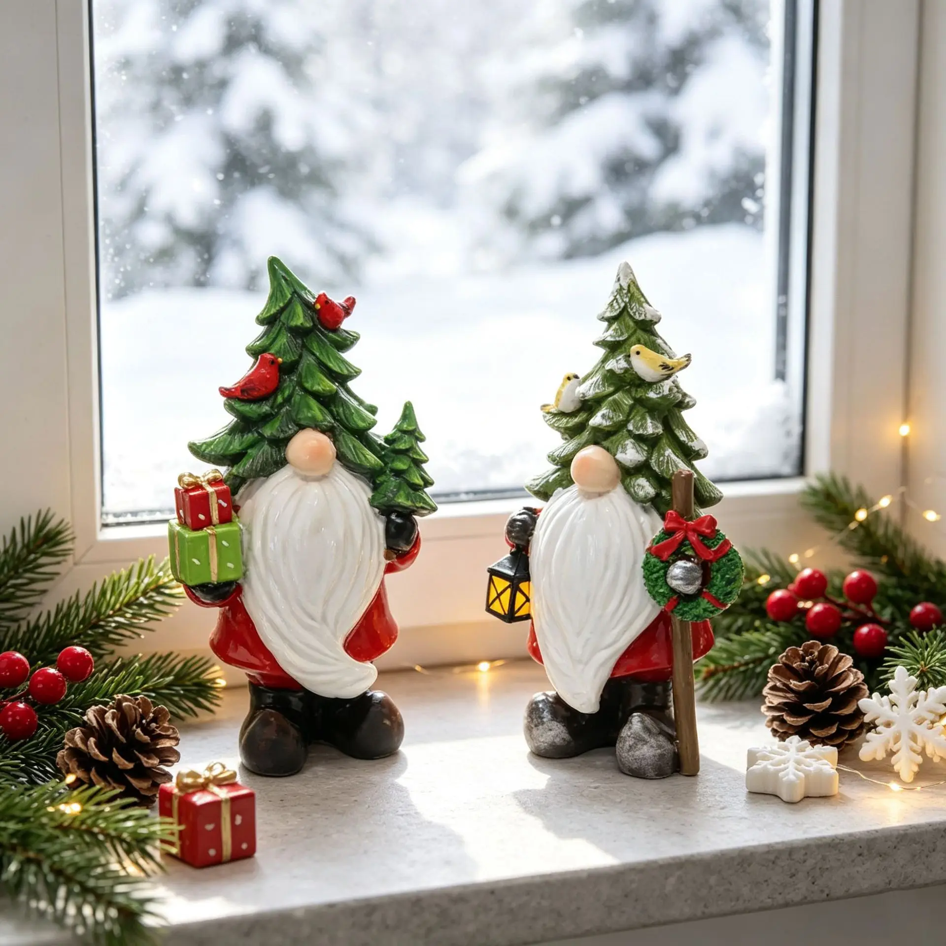 New Christmas Tree Dwarf Figurines Xmas Resin Ornament Cute Dwarfs Resin Statue Home Desk Decor Crafts Party Favor Present