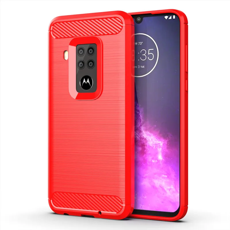 Capa de silicone à prova de choque para moto one zoom escovado capa de fibra de carbono para moto one pro capa traseira macia coque fundas