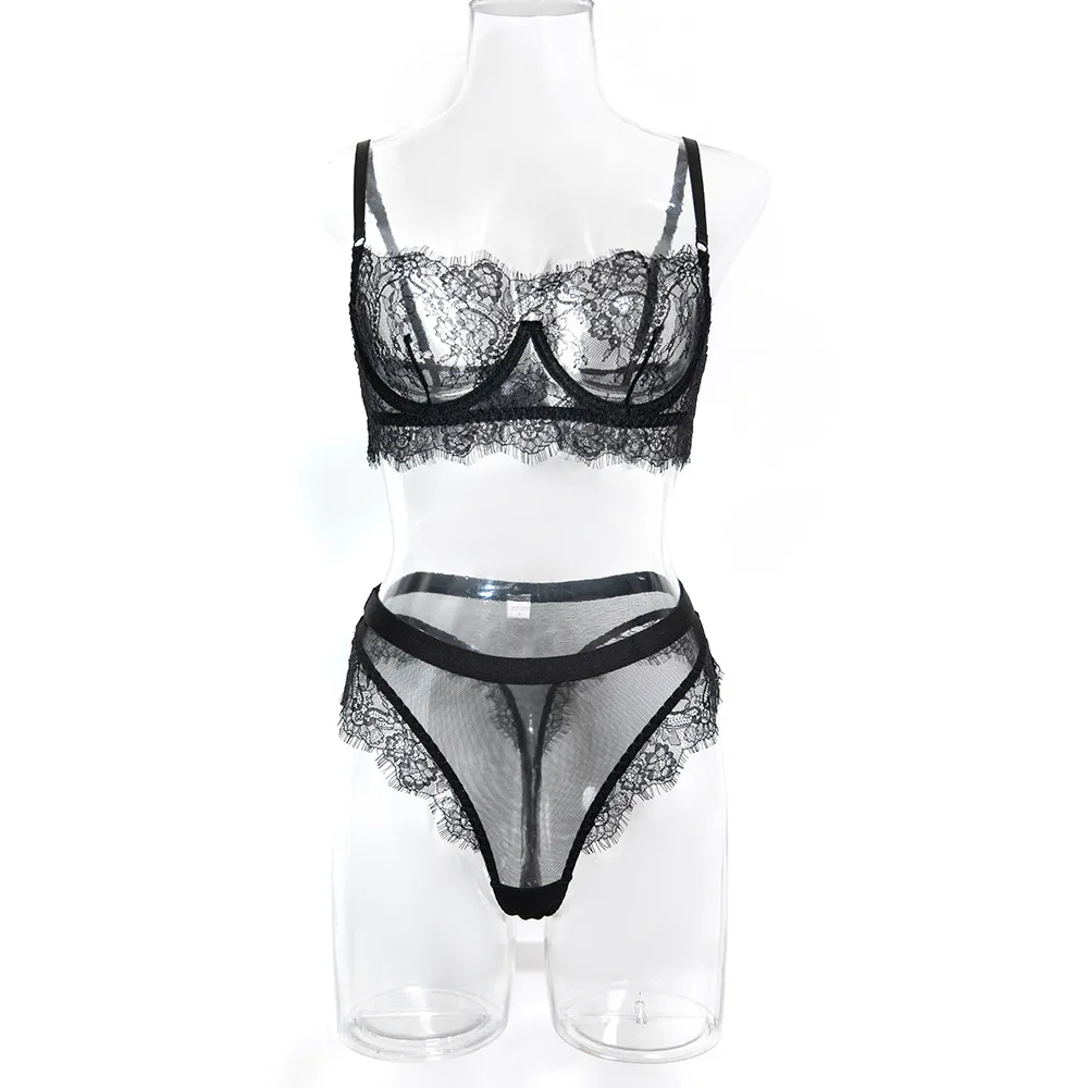 

Комплект женского нижнего белья в стиле INS: кружевное, тонкое, с эффектом пуш-ап, весенний, с высокой талией и подтягивающими брюками