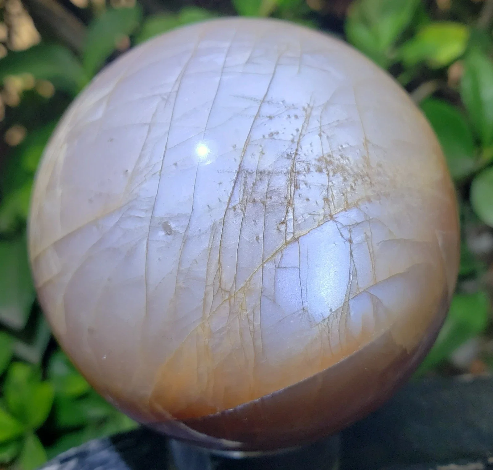 

Natural Peach Moonlight Stone crystal quartz sphere, with healing properties, suitable for home decoration, as a gift, hand-poli