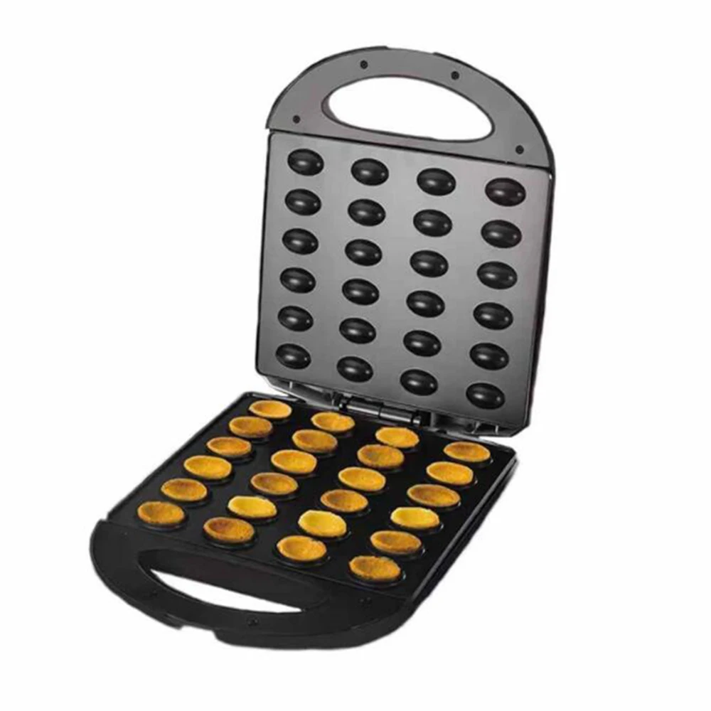 24-Hole Stainless Steel Walnut Cake Machine Non-Stick Nut Shape Mini Waffle Maker for Household Breakfast Walnut