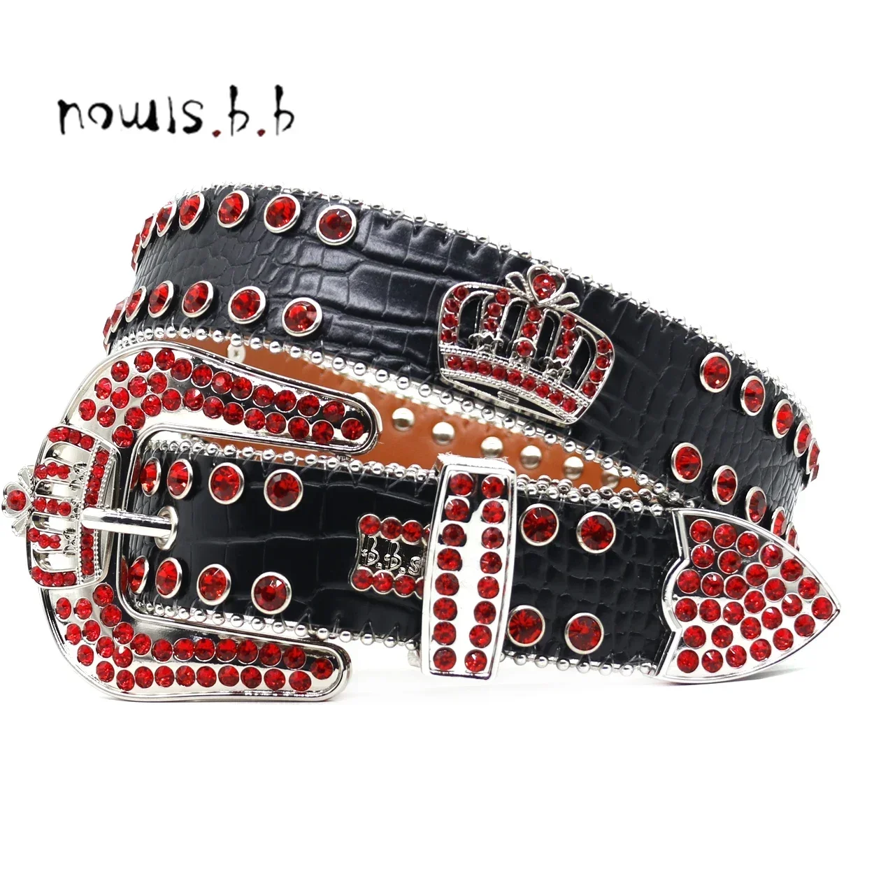 SIMON SKULL Fashion Western Rhinestones Studded Belts for Men Diamond Fashion Luxury Designer Pемень Mужской Kожаный cinturón