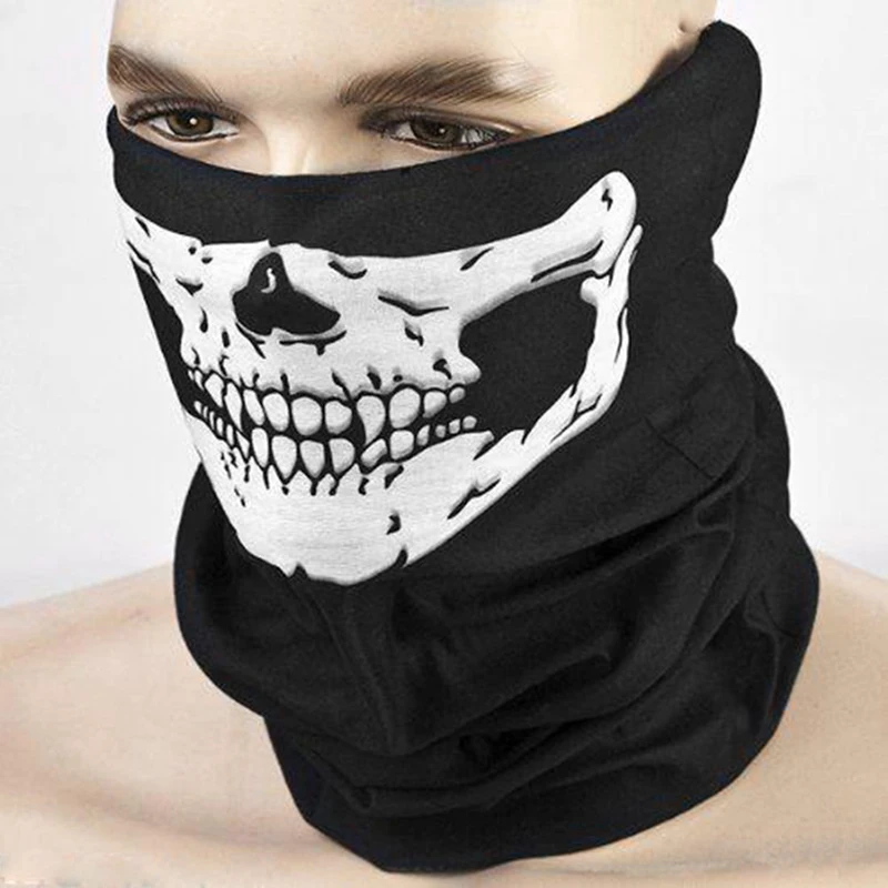 2024 New Halloween Mask Horror Skull Chin Mask Scarf Skeleton Set Performance Party Dress Up New Cosplay Mask Show Parties Props