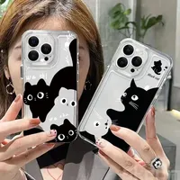 Cartoon Animal Cute Cat Soft Clear Phone Case For iPhone 15 Cases iPhone 16 14 13 12 11 Pro Max Mini XS XR X 7 8 Plus Cover