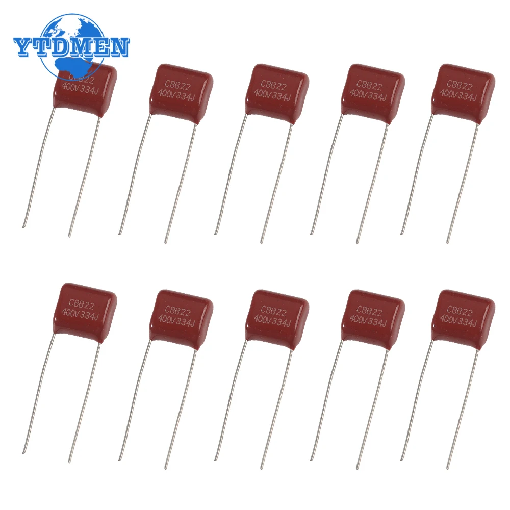 40PCS CBB Capacitors 400V Polypropylene Film Capacitor 104J 334J 474J 104J P10mm P15mm 0.22uF 0.1uF 0.33uF 0.47uf