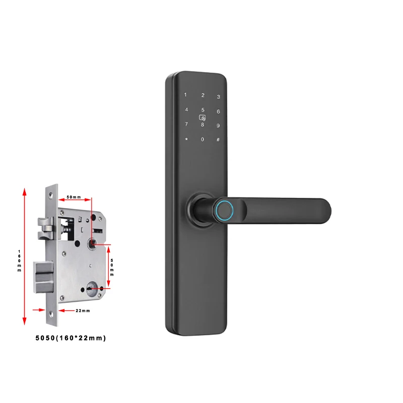 

Wi-Fi Tuya Smart Lock Домашняя деревянная дверь Уровень Защелка Паровой код Замок отпечатков пальцев TTLock Bluetooth