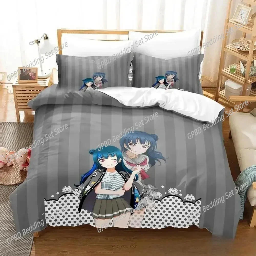 3D Print Anime Love Live Sunshine 3D Bedding Set Duvet Cover Pillowcases Single Twin Full Queen King Size Home Decor Quilt Boys