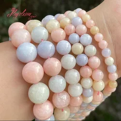 6/8/10/12mm Round Beryl Morgan Jades Smooth Loose Stone Spacer Beads for DIY Accessories Necklace Bracelet Jewelry Making 15
