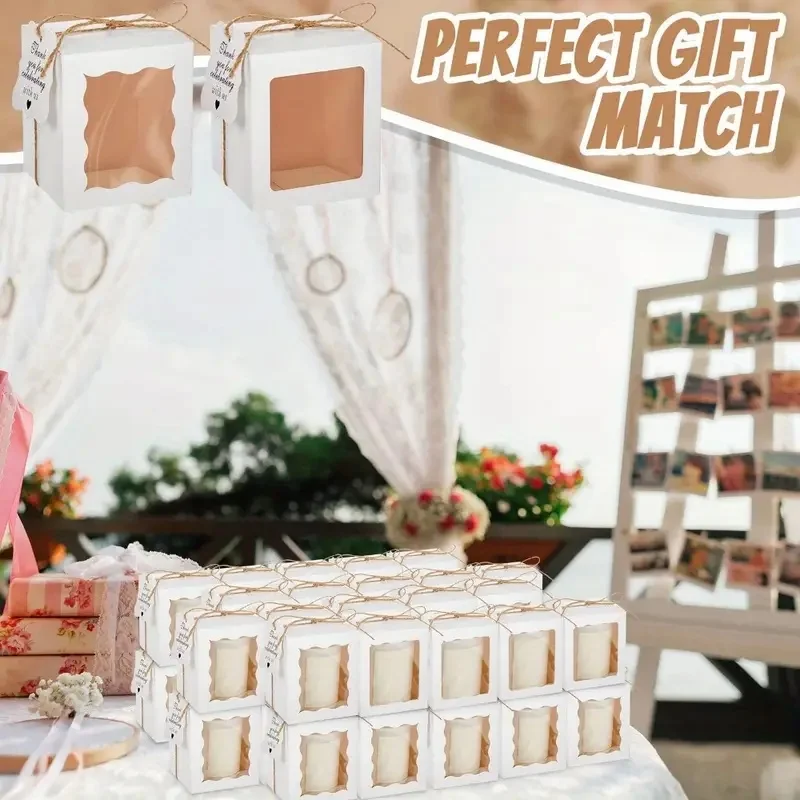 10/30 Stück Kerzen-Geschenkbox mit transparentem Fenster, Etikett und Kordel für Hochzeits-, Geburtstags- und Muttertagsgeschenke – Detail 4