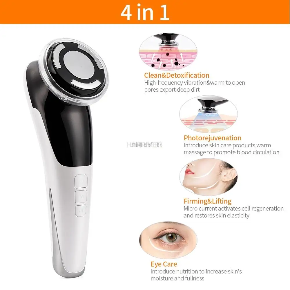 Masajeador Facial EMS, terapia de luz LED, vibración sónica, eliminación de arrugas, estiramiento de la piel, tratamiento fresco y caliente, dispositivo de belleza para el cuidado de la piel