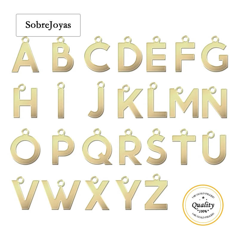 

Подвески с буквами 14 карат, 5,9 мм, первоначальная подвеска с буквами алфавита для ожерелья, оптовая продажа, принадлежности для постоянных ювелирных изделий