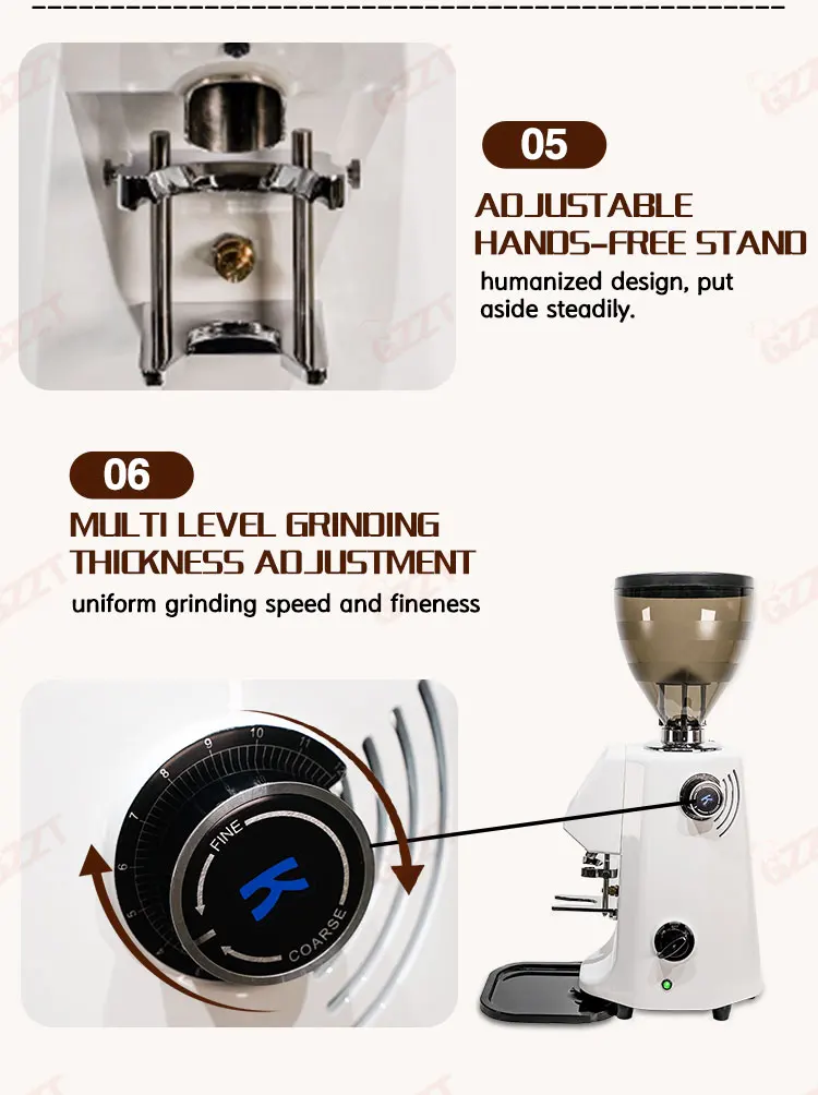 GZZT CG74A Commercial Quantitative Grinder Electric Coffee Bean Grinder 74mm Flat Burr Touch screen Coffee Bean Miiler 110 220V