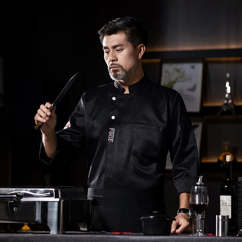 الشيف ملابس العمل طويلة الأكمام الخريف الشتاء مطعم المطبخ المطبخ الغربي المطبخ تقديم الطعام مقصف الخبز كعكة الخبز الملابس