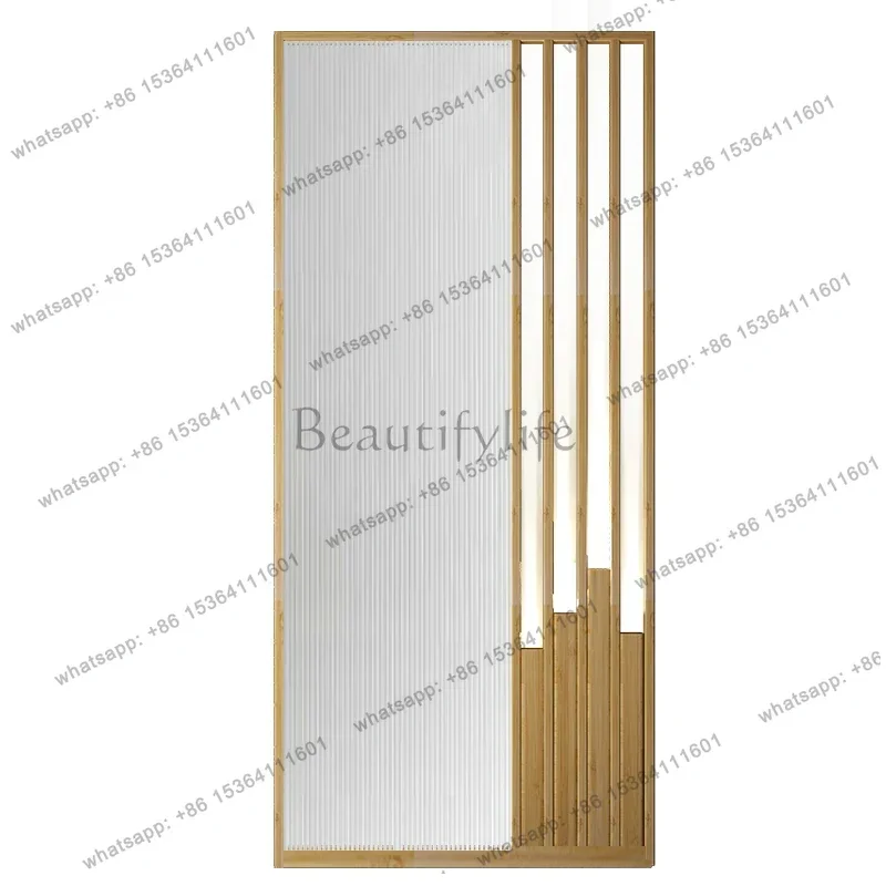 Nordic living room screen dining room partition spotlight grille entrance decoration modern bamboo and wood light luxury