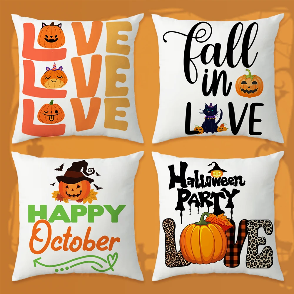 

Double-Sided Printed Pillowcase Happy Halloween Theme Peachskin Throw Cushion Cover 45x45 Home and Decoration Party Supplies