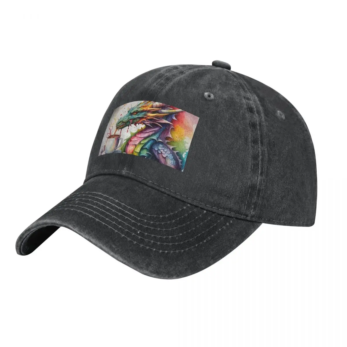 

Watercolor Dragon with his Morning Coffee Cowboy Hat Christmas Hat Luxury Cap western Hat derby For Women 2024 Men's