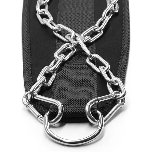 Imagen 2 del producto Cinturón de inmersión ponderada con cadena, doble anillo en D, correa de soporte para la espalda, levantamiento de pesas, equipo de gimnasio en casa, cinturón de cintura