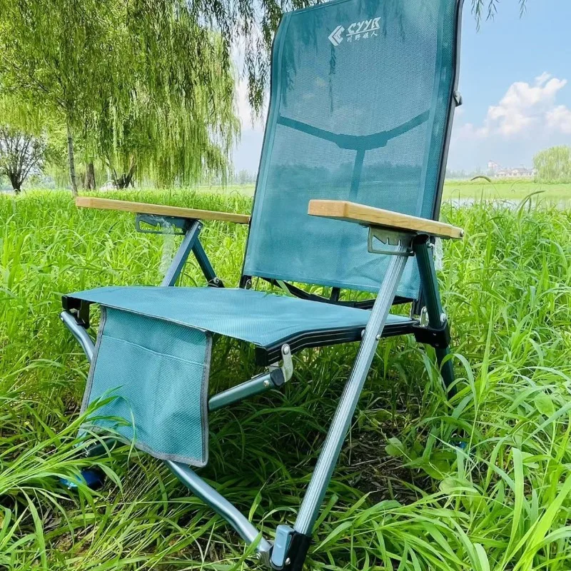 Fully Collapsible Reclining Fishing Chair, Comfort Breathable Mesh All Terrain Heavy Duty Portable Outdoor Camping Folding Seat