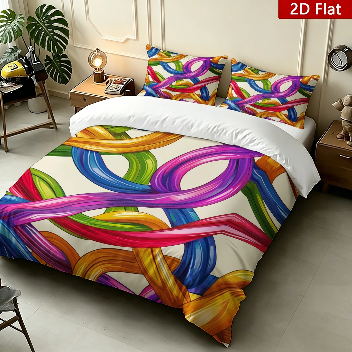 3-Piece 2D Bedding Set with Digital Print Duvet Cover, Colorful Celtic Knot Pattern Design, Ultra-Soft Brushed Digital Print, Soft and Comfortable Fabric, Suitable as a Valentine's Day Gift
