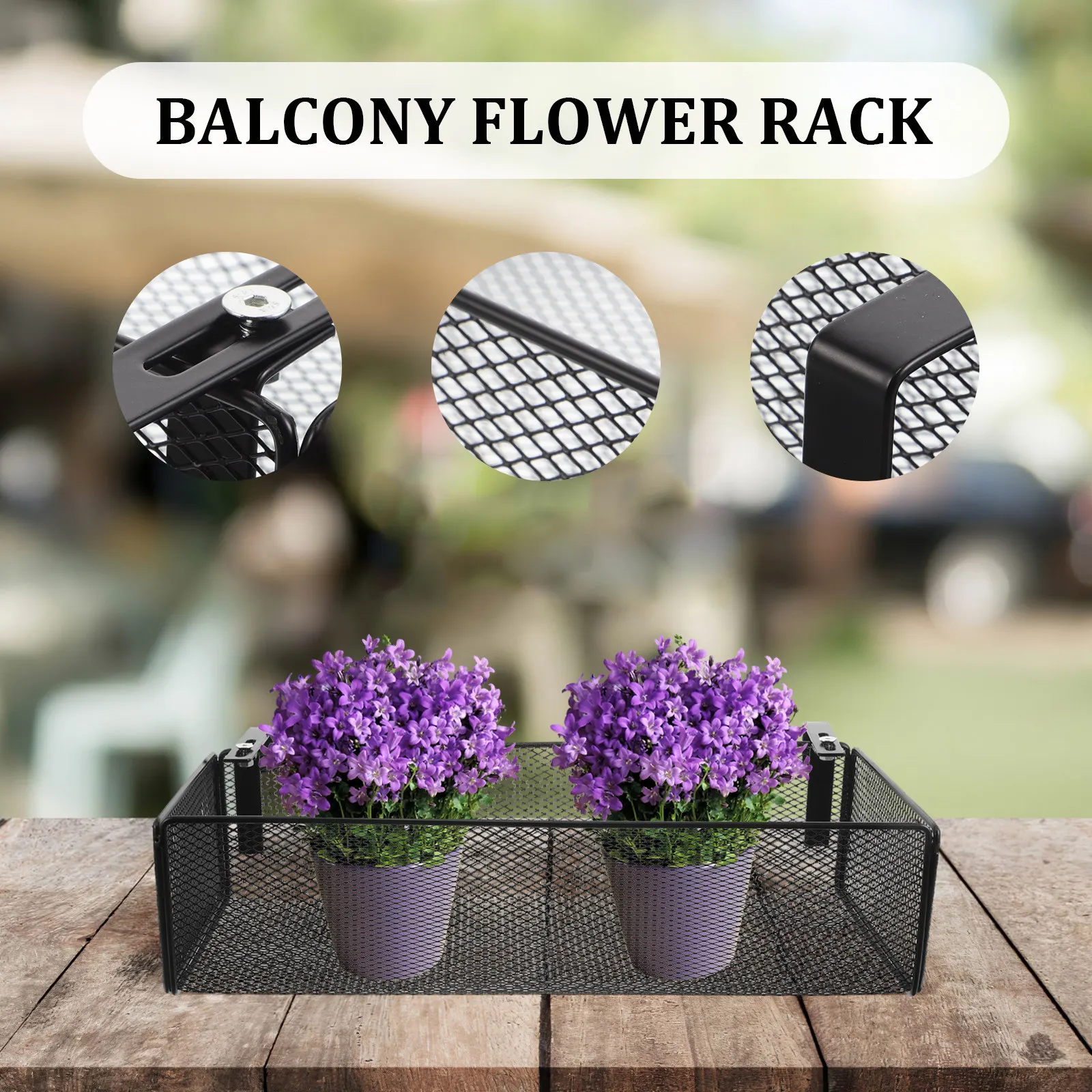 Balcony Hanging Rack Iron Flower Pot Holder Mesh Basket Vertical Space Saver Plant Stand Succulent Rack Balcony Flower Stand