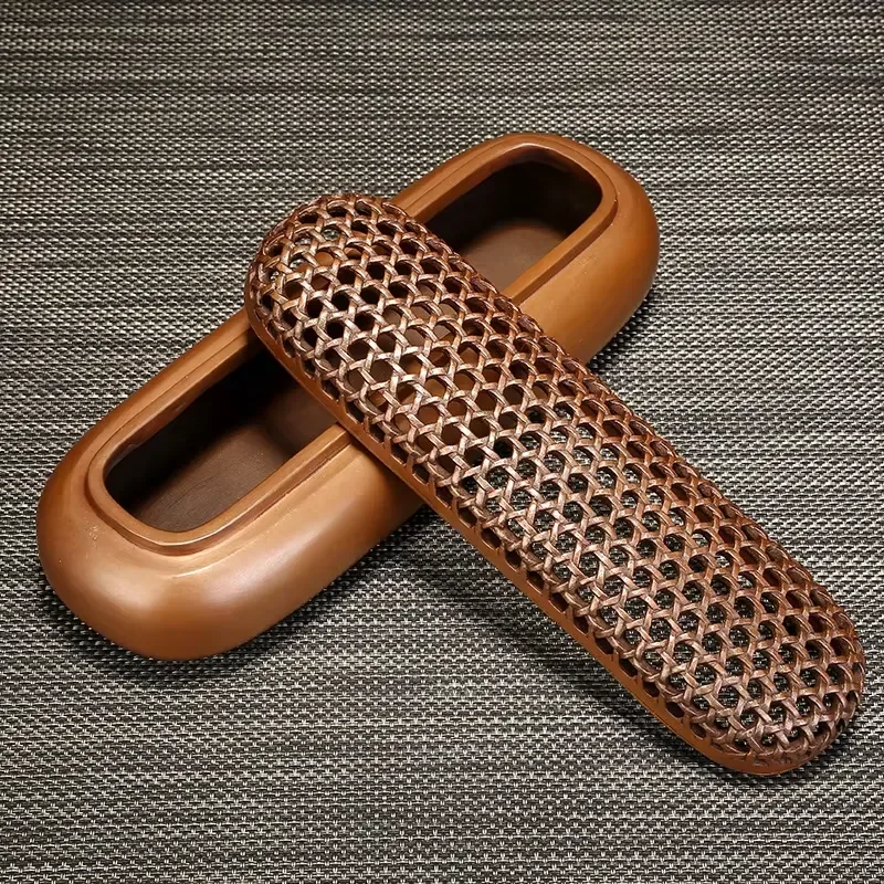 Rectangular Hollow Cast Iron Incense Burner Copper Religious Theme Reclining Design for Sandalwood Agarwood Living Room Decor