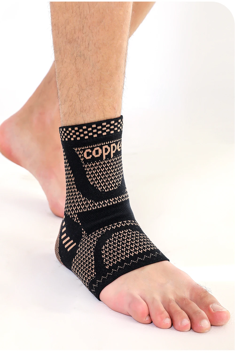1 Stück Kupfer-Knöchelbandage, Kompressionsmanschette zur Unterstützung des Knöchels für Männer und Frauen, bei Fußschmerzen, bei der Genesung nach Verstauchungen und bei sportlichen Belastungen. – Detail 9