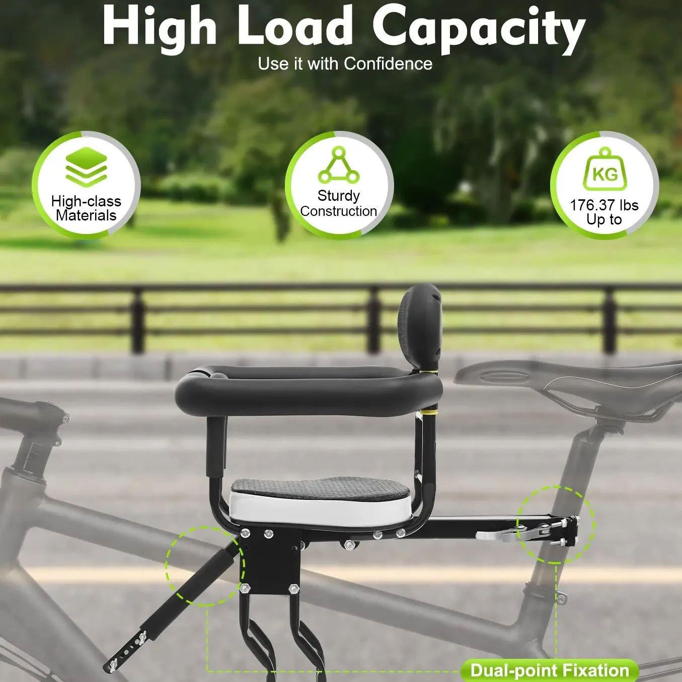 

Детское велосипедное сиденье на 80 кг, регулируемое, с мягкой обивкой, для детей от 1 до 5 лет