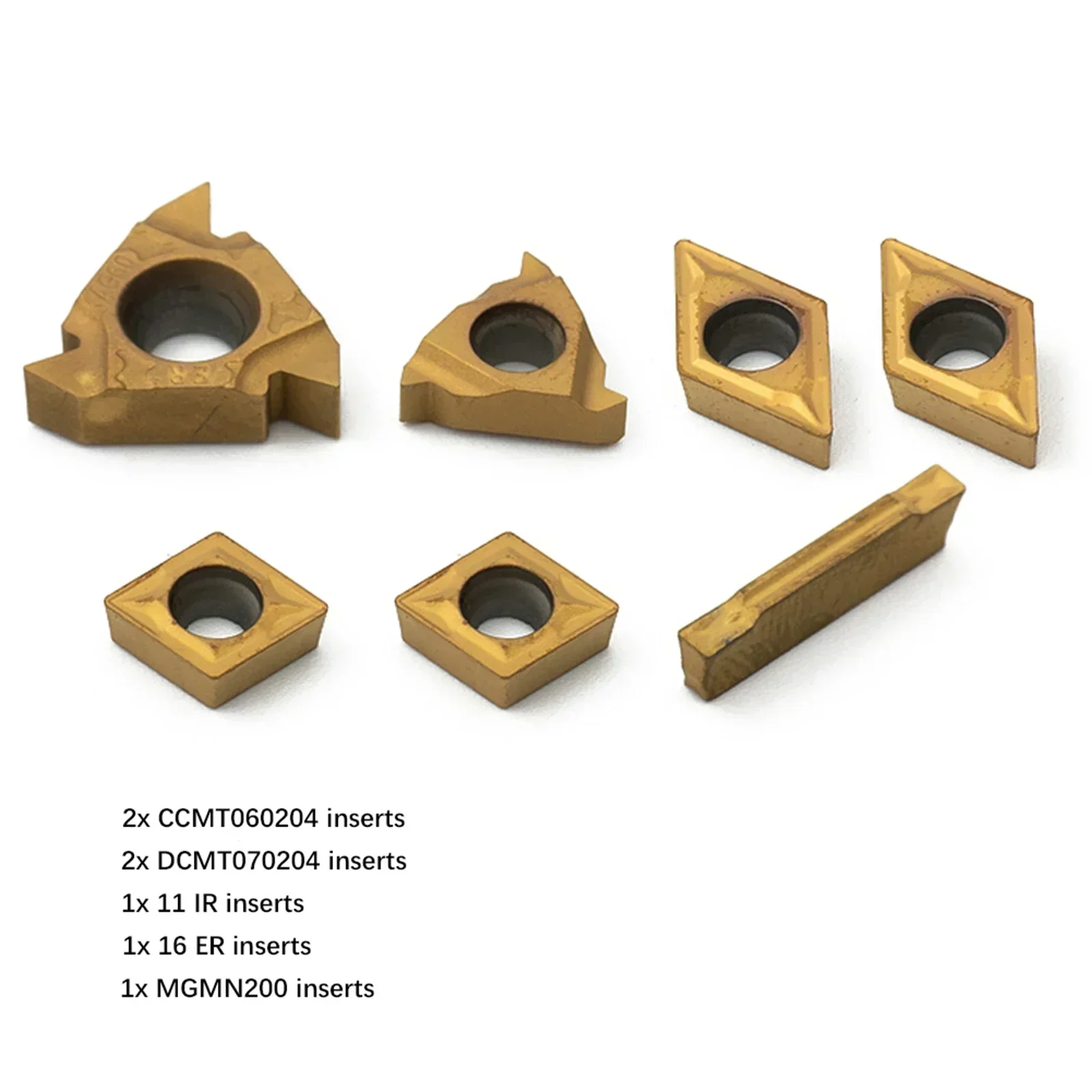 7pcs Carbide Plates Insert Set CCMT060204 11IR 16ER MGMN200 DCMT070204 For 12mm Shank Lathe Boring Bar Tool SHolder Sets