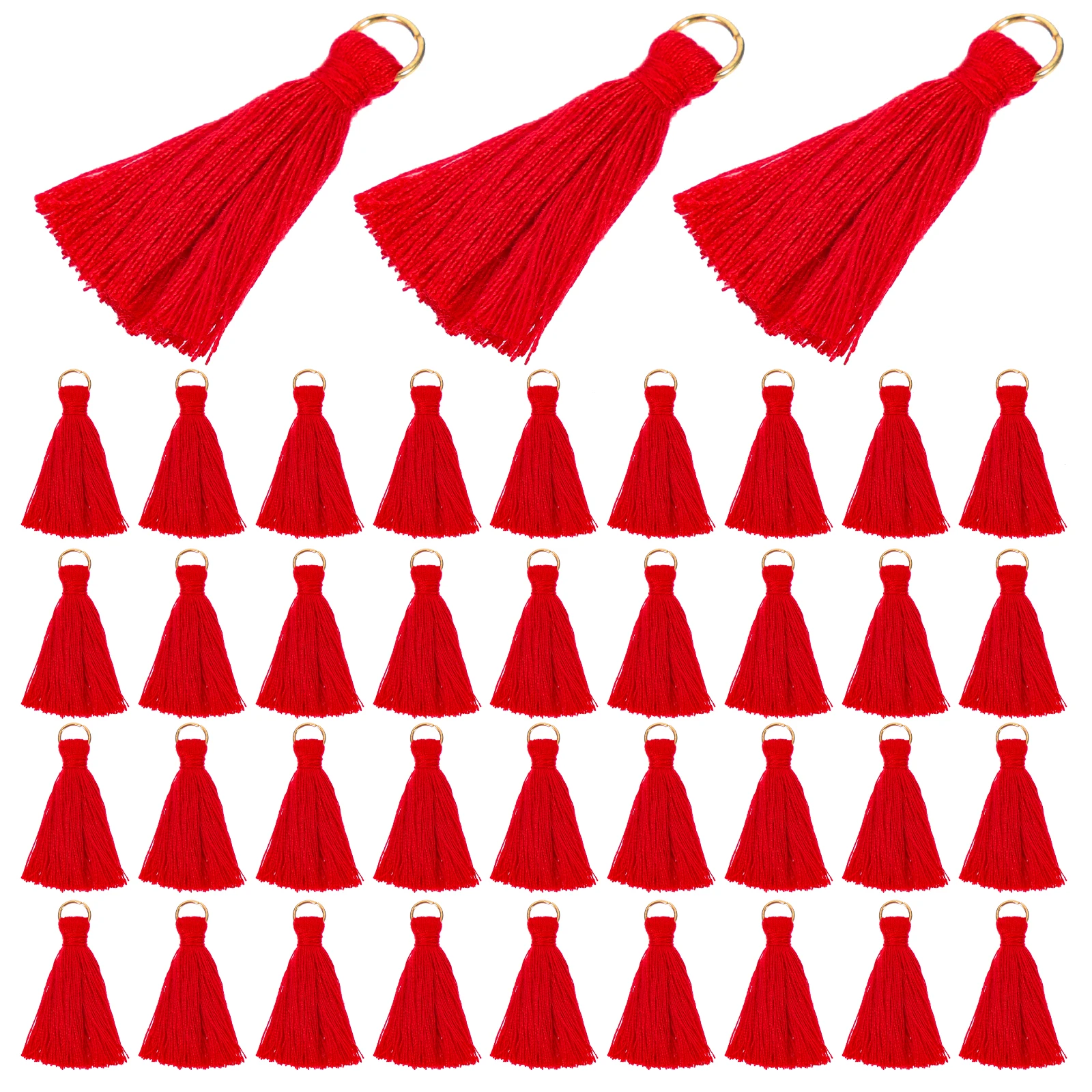 

100 Pcs Bright Color Mini Polyester Tassels for Key Chain Cellphone Pendants Ring Red Hanging DIY Craft Jewelry Accessories