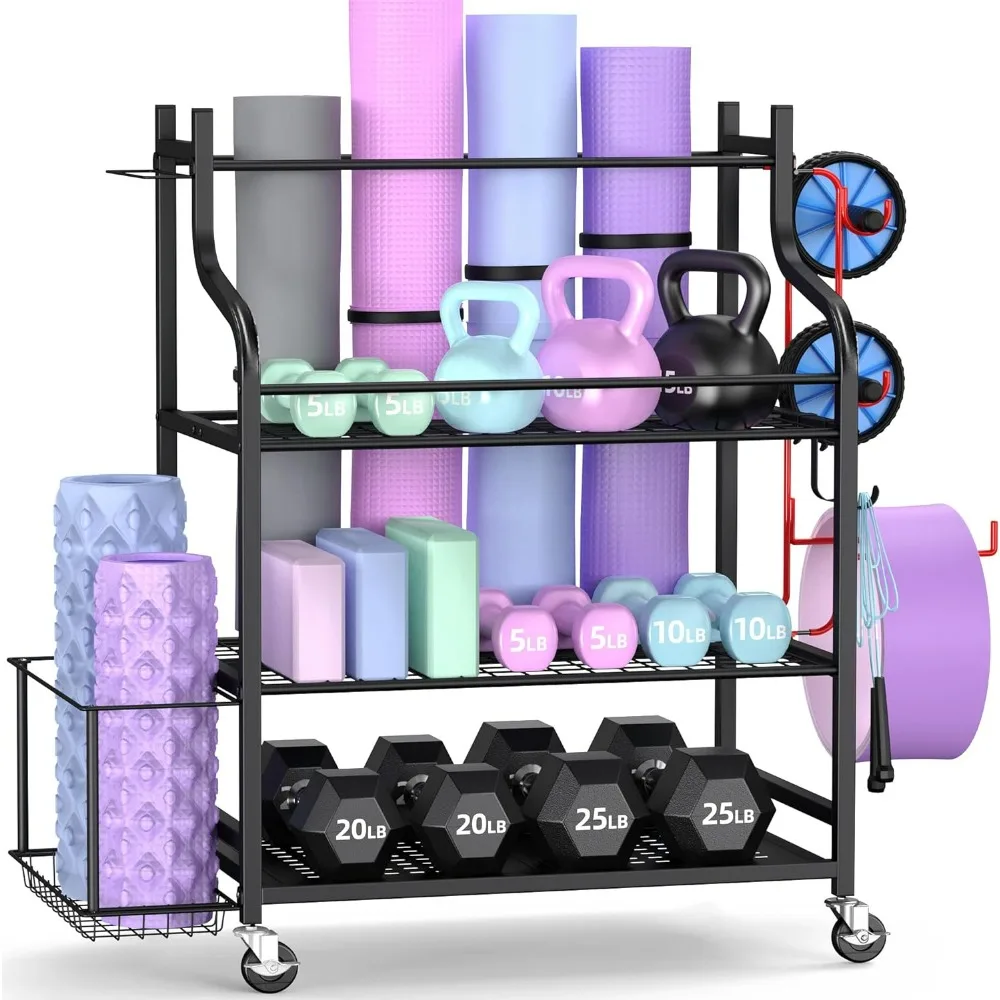 Yoga Mat Storage Racks,Home Gym Storage Rack for Dumbbells Kettlebells Foam Roller, Yoga Strap and Resistance Bands